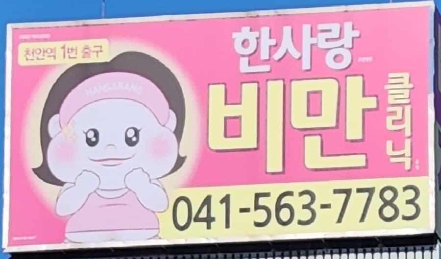 천안역 화일빌딩 옥상 광고탑 — 한사랑비만클리닉
